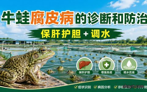 【牛蛙】牛蛙腐皮病的诊断和防治，保肝护胆+调水